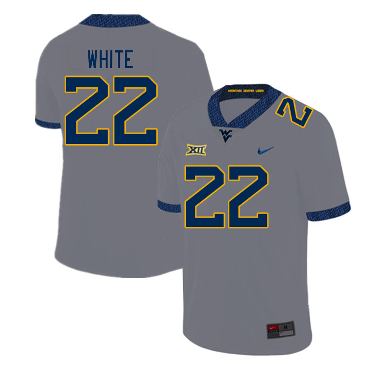 West Virginia Mountaineers #22 Jahiem White College Football Jerseys Stitched Sale-Grey